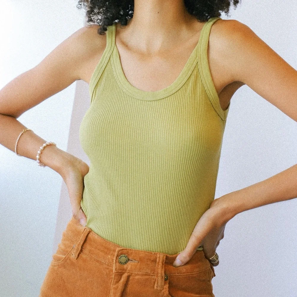 LACAUSA Maya Tank Top In Artichoke - Picture 1 of 5